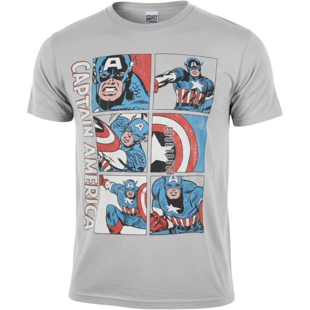 Marvel Comics Captain America Graphic Tee Silver Gray Mens Medium New